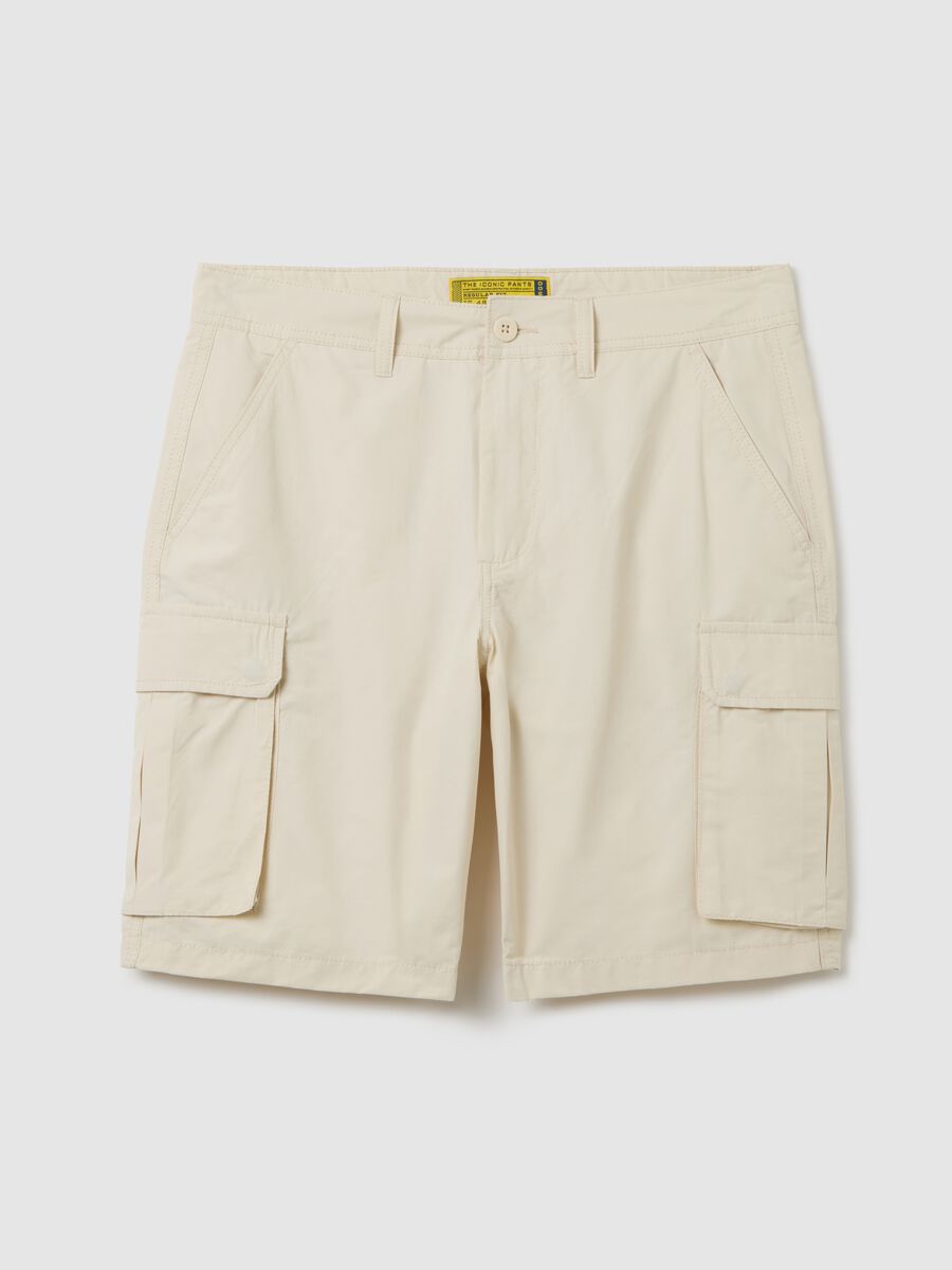 Shorts da uomo in misto cotone beige regular fit_4