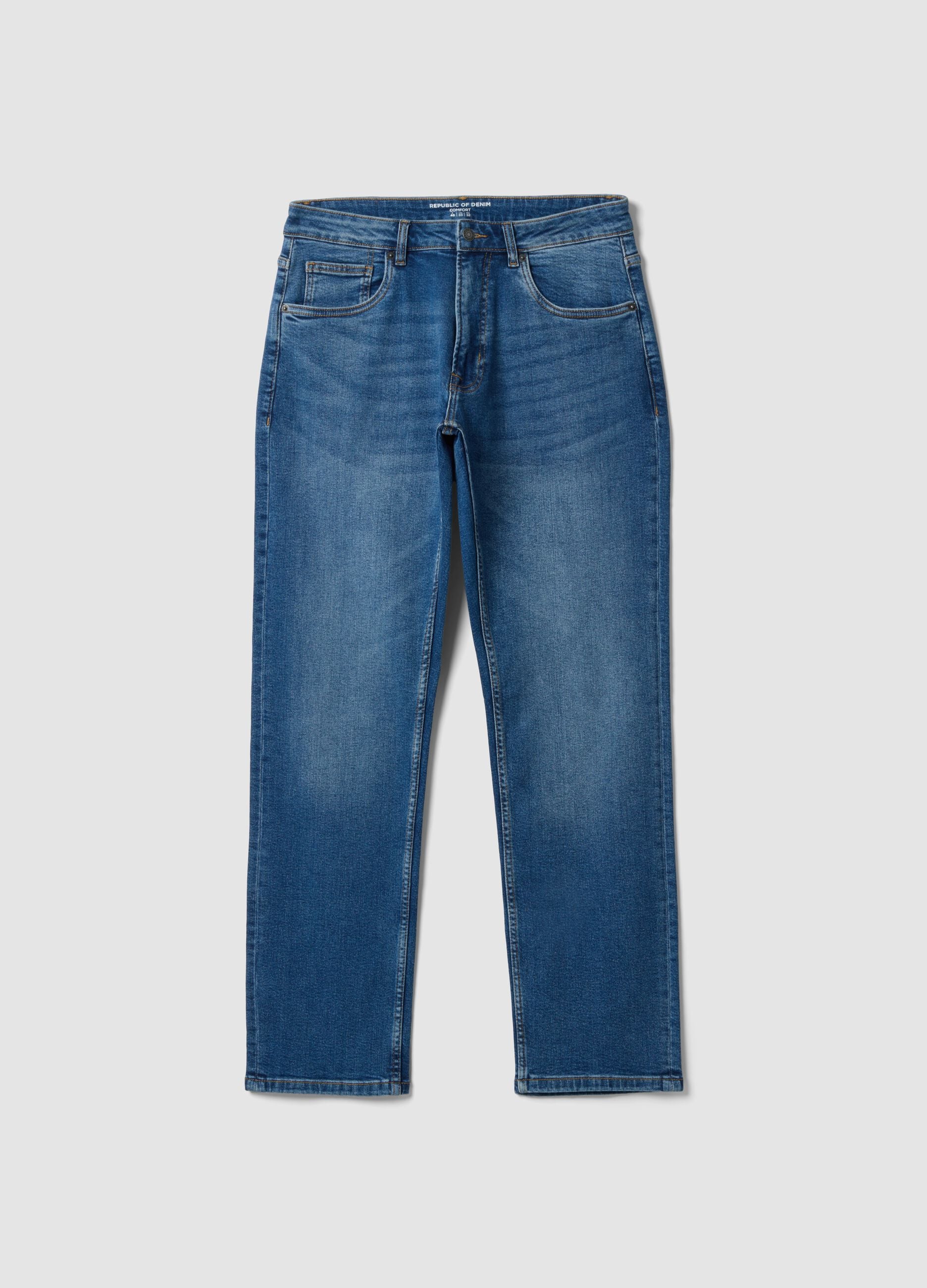 Blue comfort-fit stretch cotton jeans