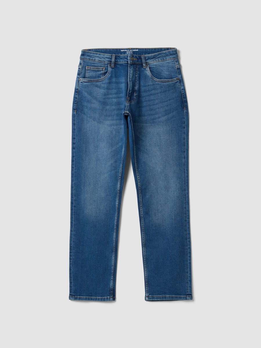 Blue stretch-cotton comfort-fit jeans_4