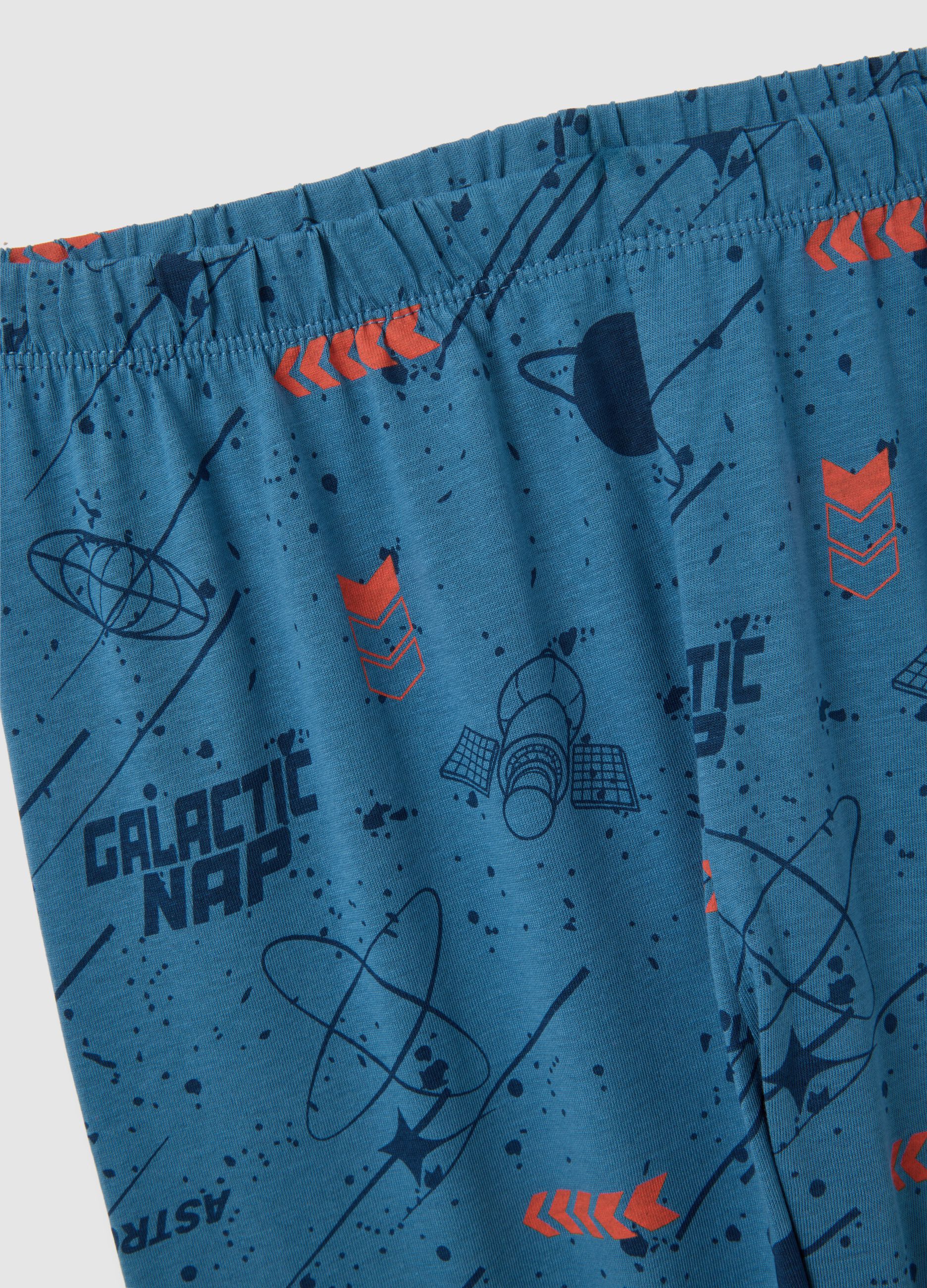 Pigiama da bambino in puro cotone blu