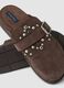 Brown genuine leather loafers with buckle and studs_1