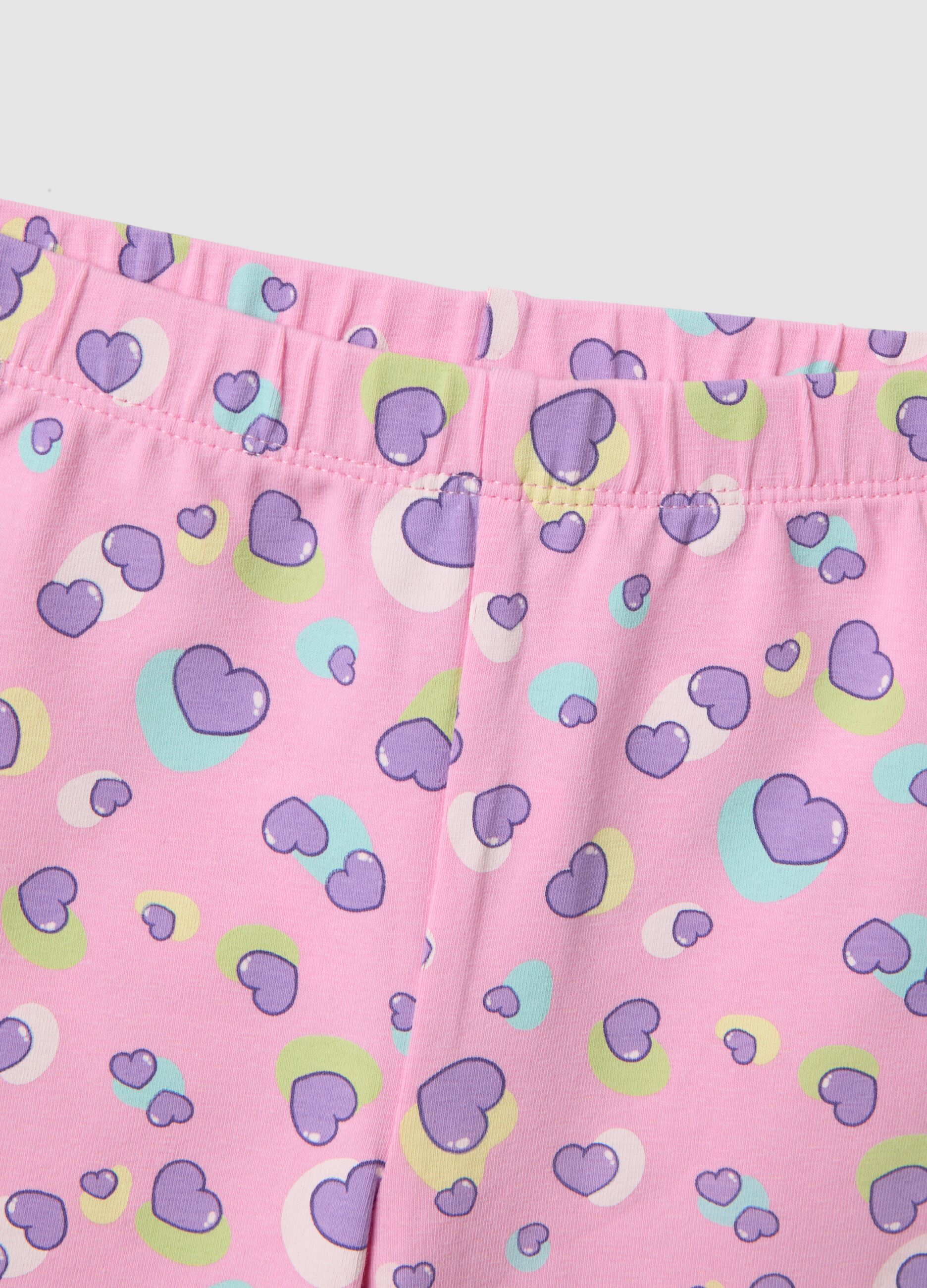Purple stretch-cotton t-shirt and shorts set for girls, regular fit