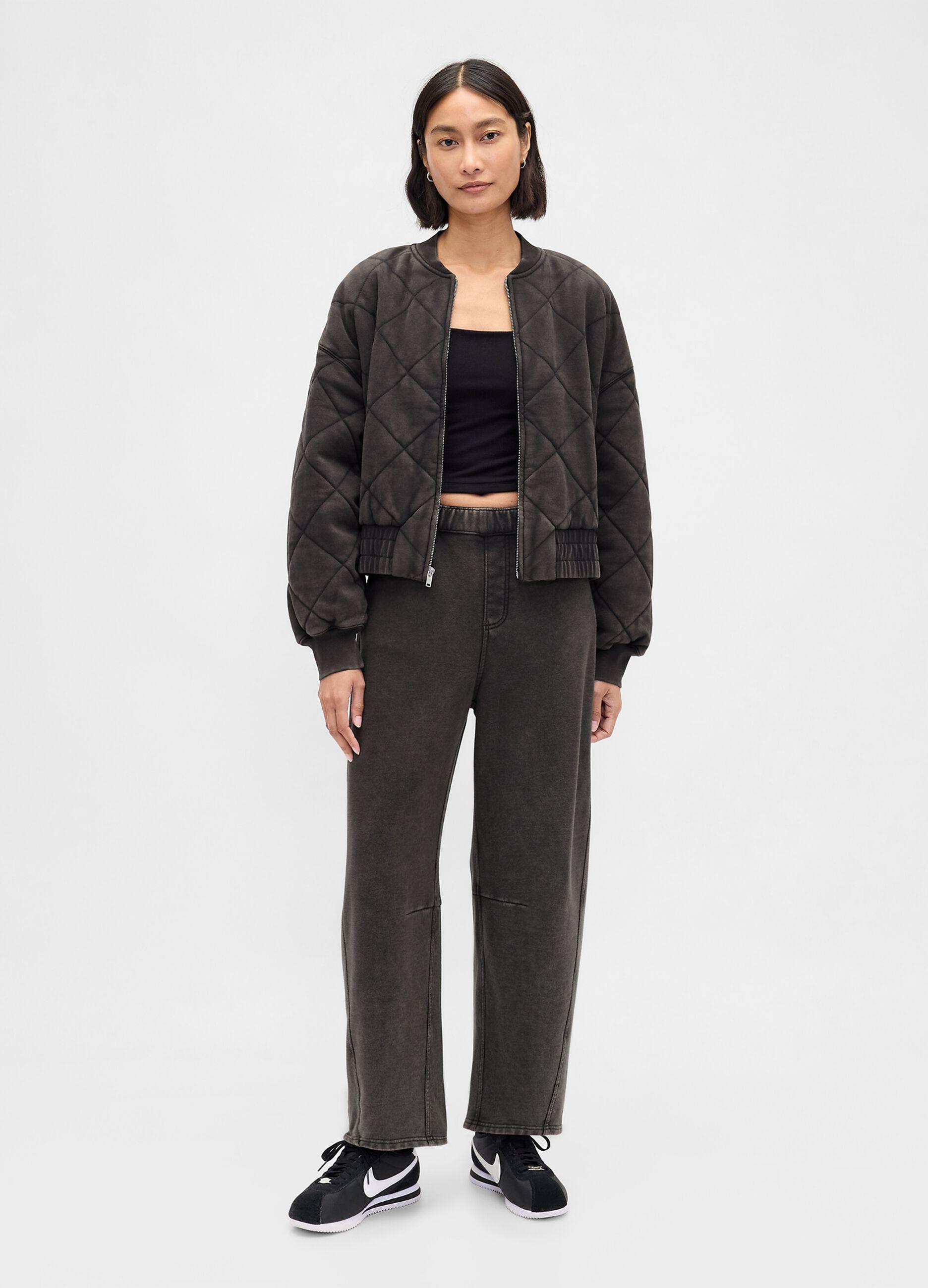 Pantaloni in misto cotone a gamba larga