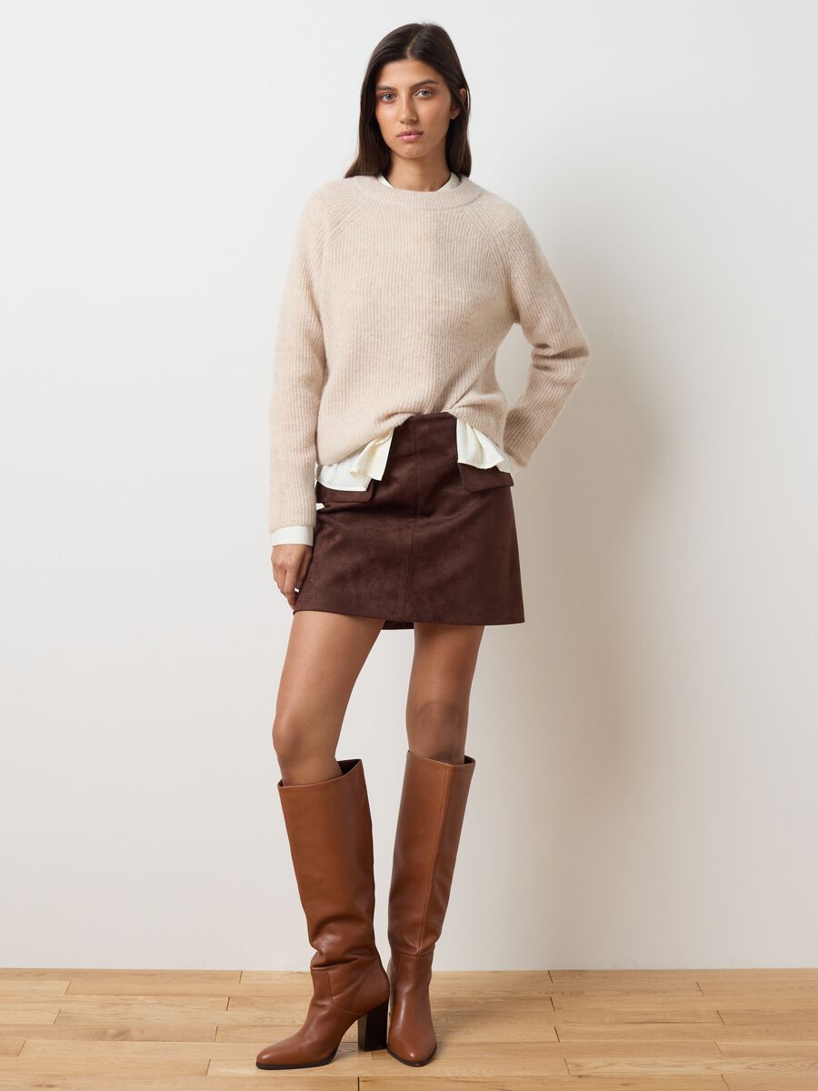 Beige regular fit sweater_2