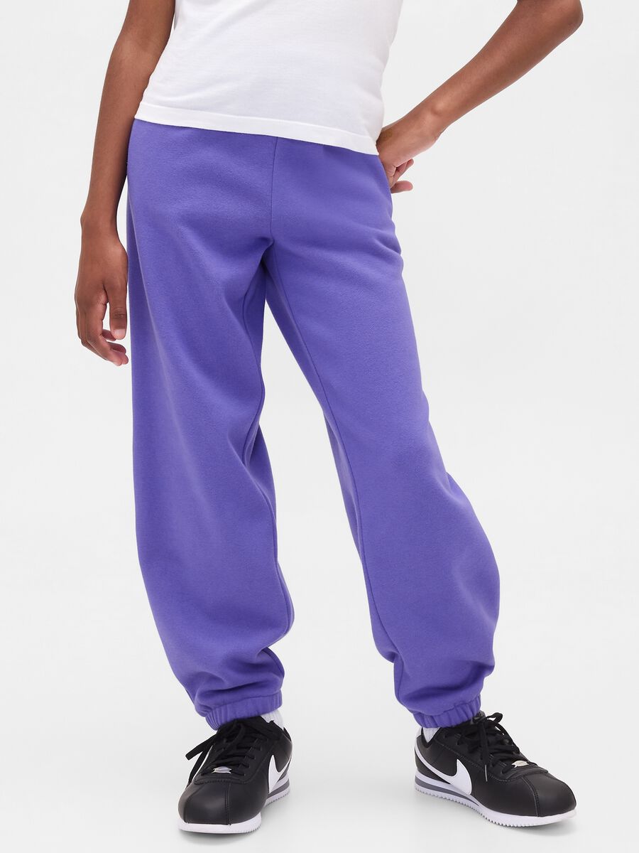 Purple knit trousers for girls_1