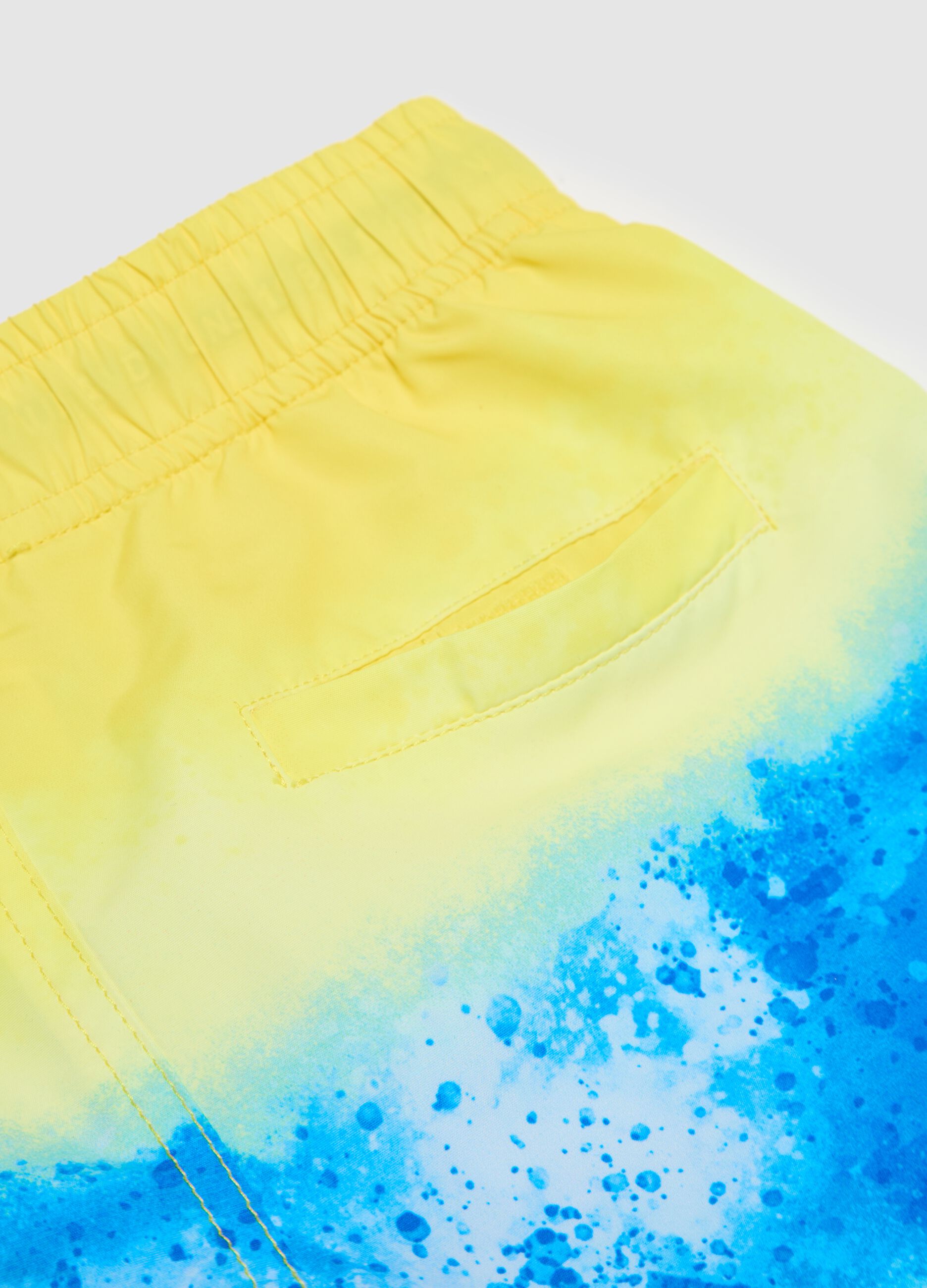 Yellow and blue swim boxers for kids
