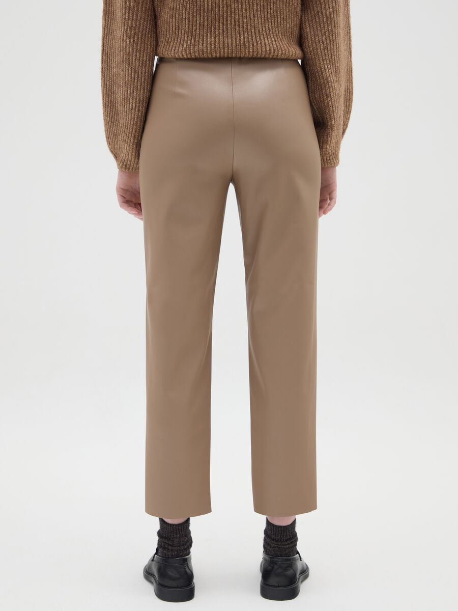 Beige faux leather slim fit leggings_2