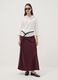 Red satin maxi skirt with elasticated waist_0