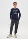 Boys' black cotton blend jogger trousers in over fit_0
