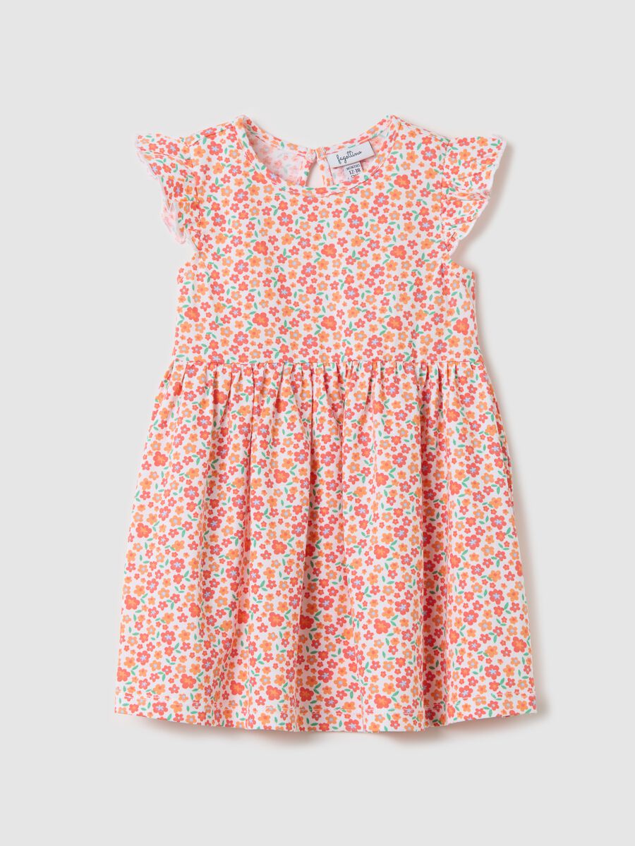 Orange dress with flowers in cotton_0
