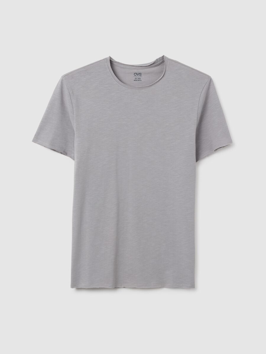 Men's grey regular fit T-shirt in pure cotton_0