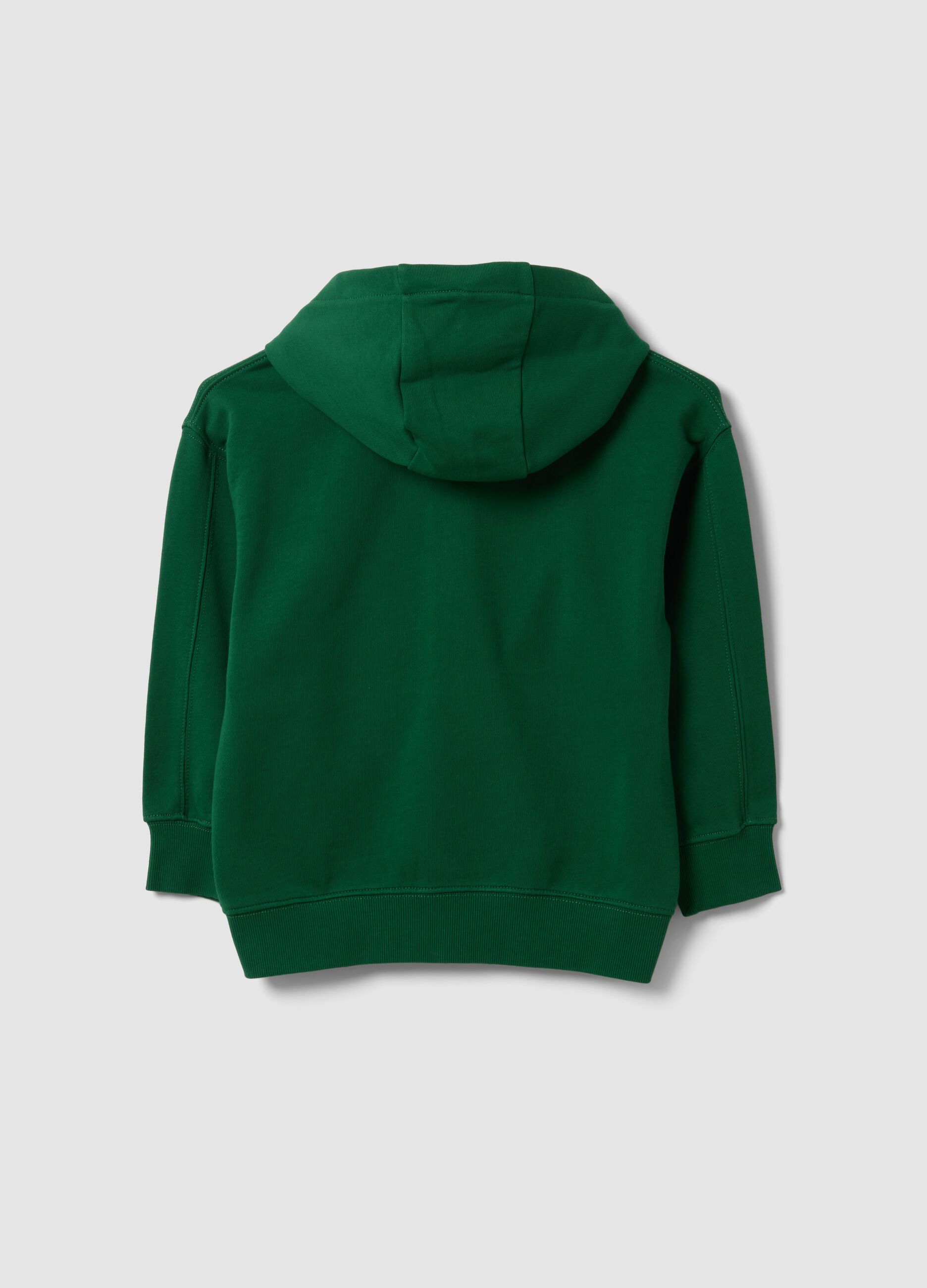 Felpa verde in puro cotone con cappuccio regular fit per bambino