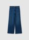 Blue Wide Leg Stretch Cotton Blend Jeans_0