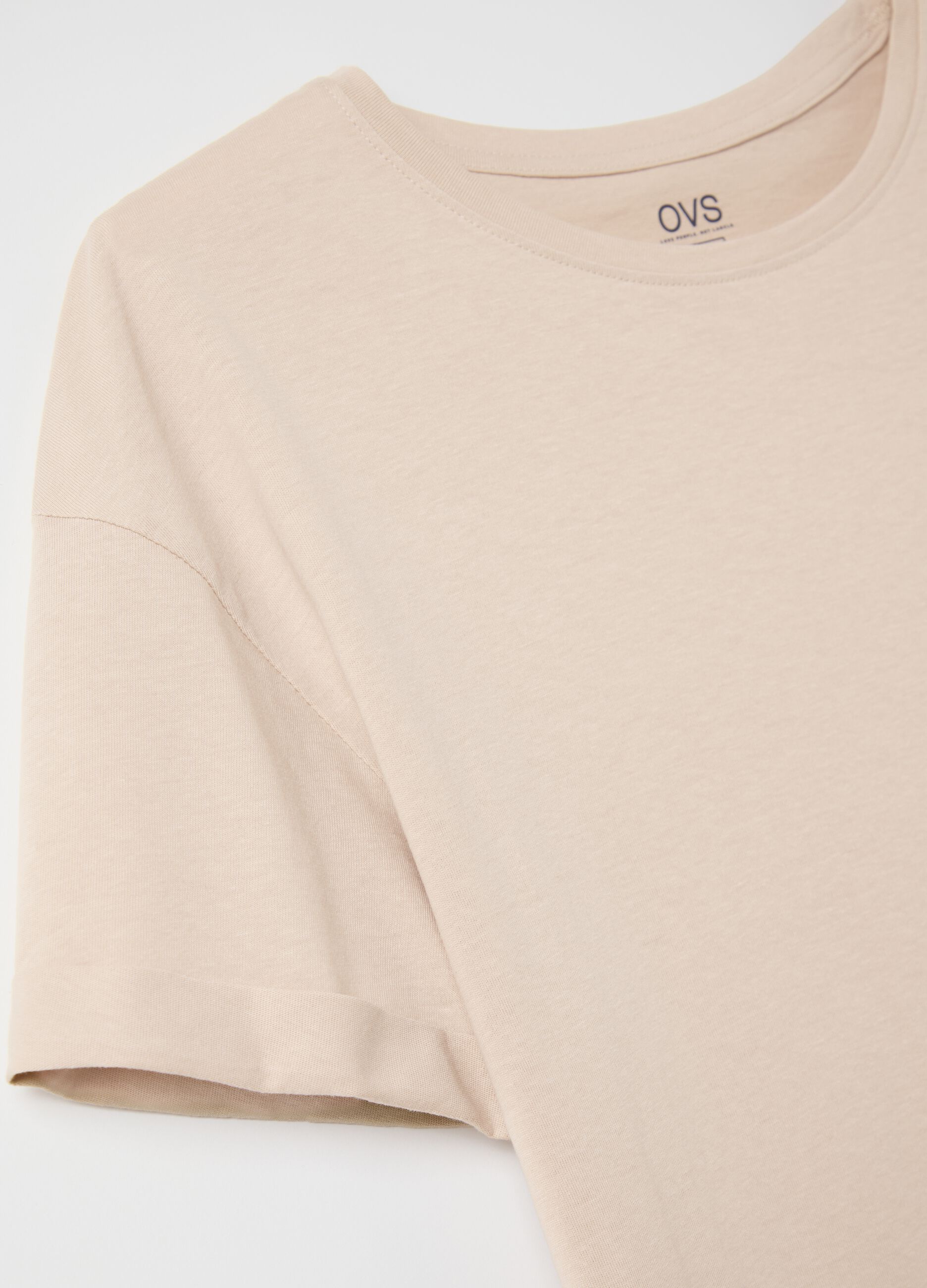 T-shirt in cotone boxy fit beige