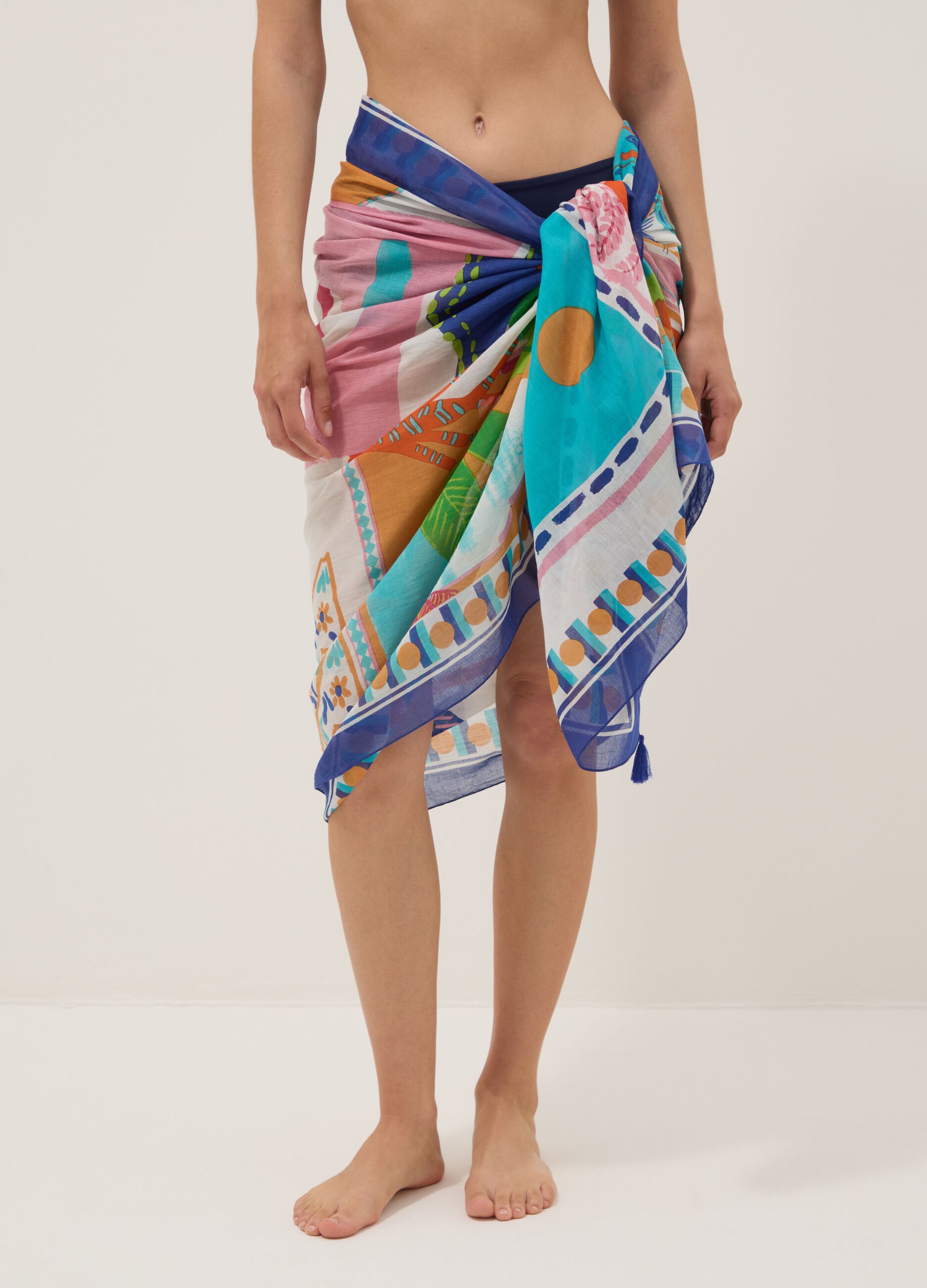 Multicoloured pure cotton pareo