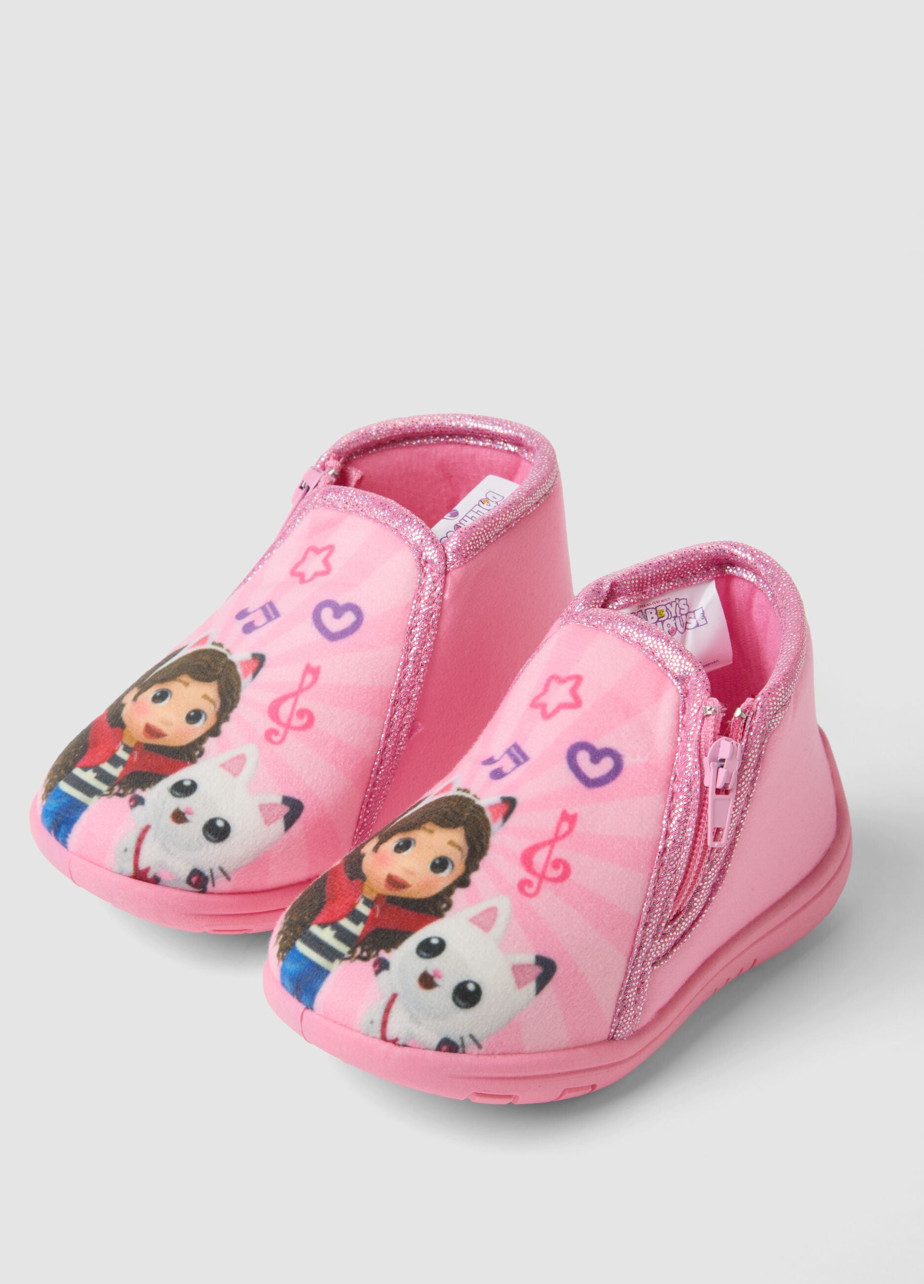 Pink Gabby&rsquo;s Dollhouse printed baby girls&rsquo; slippers