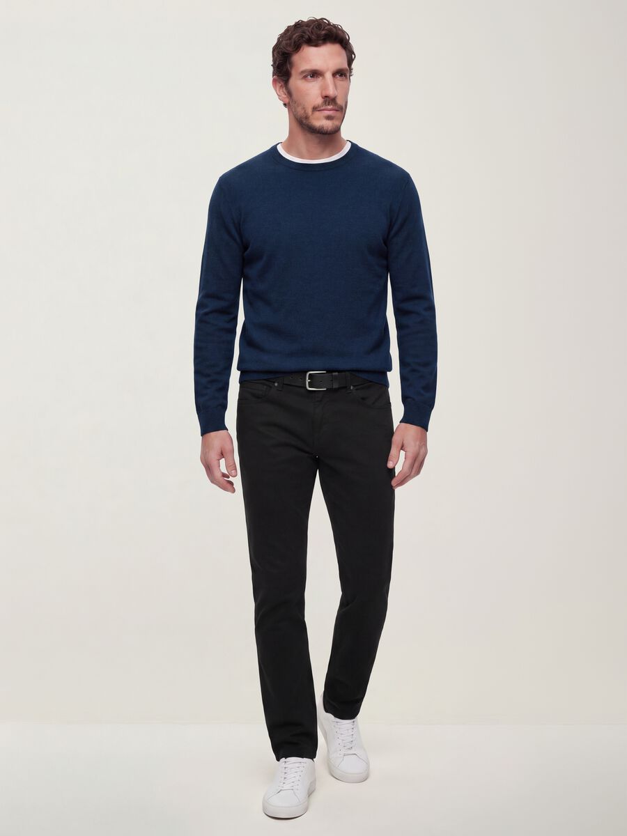 Blue crew-neck jumper in viscose blend, regular fit_1