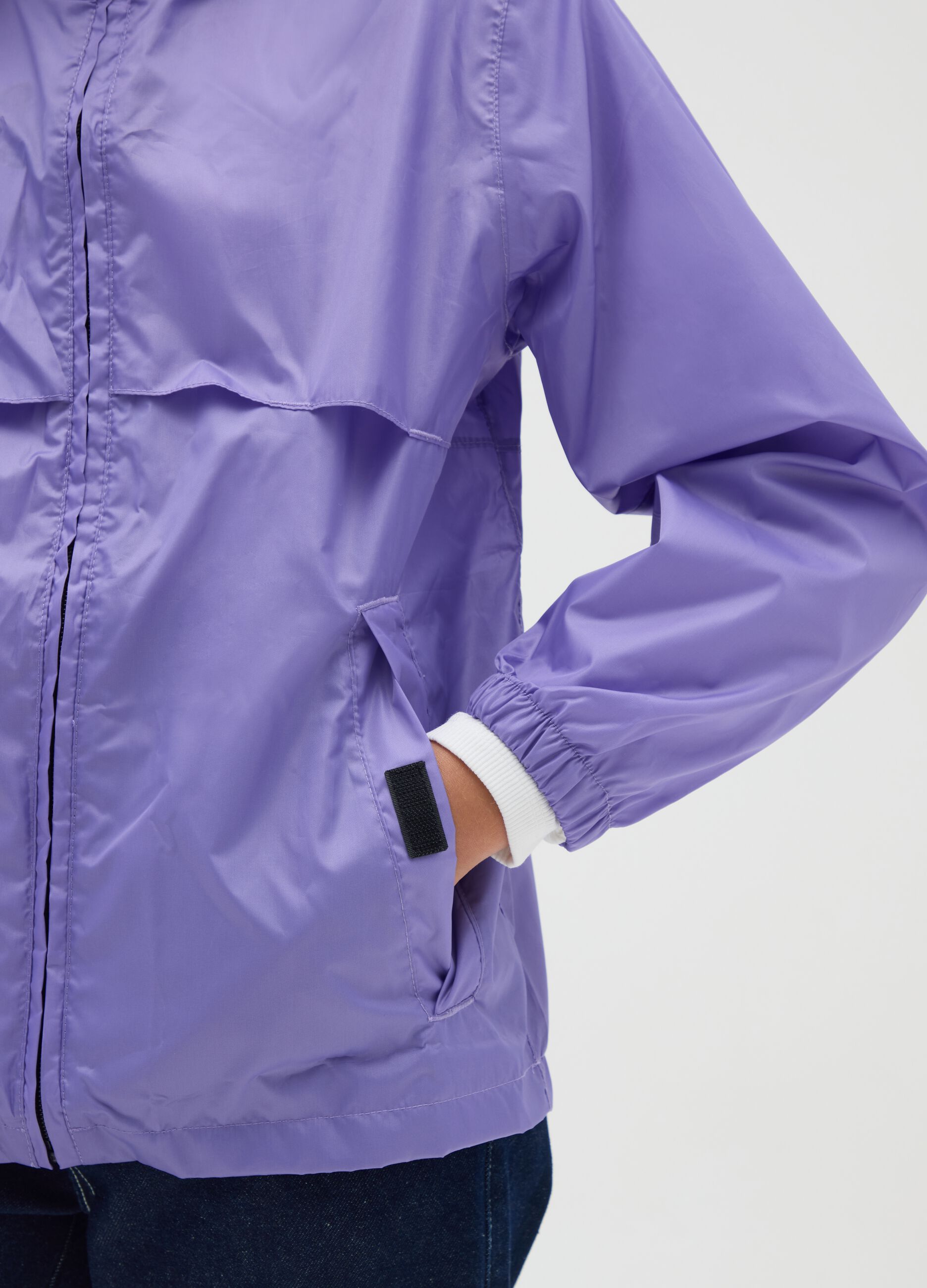 Girls' purple hooded jacket
