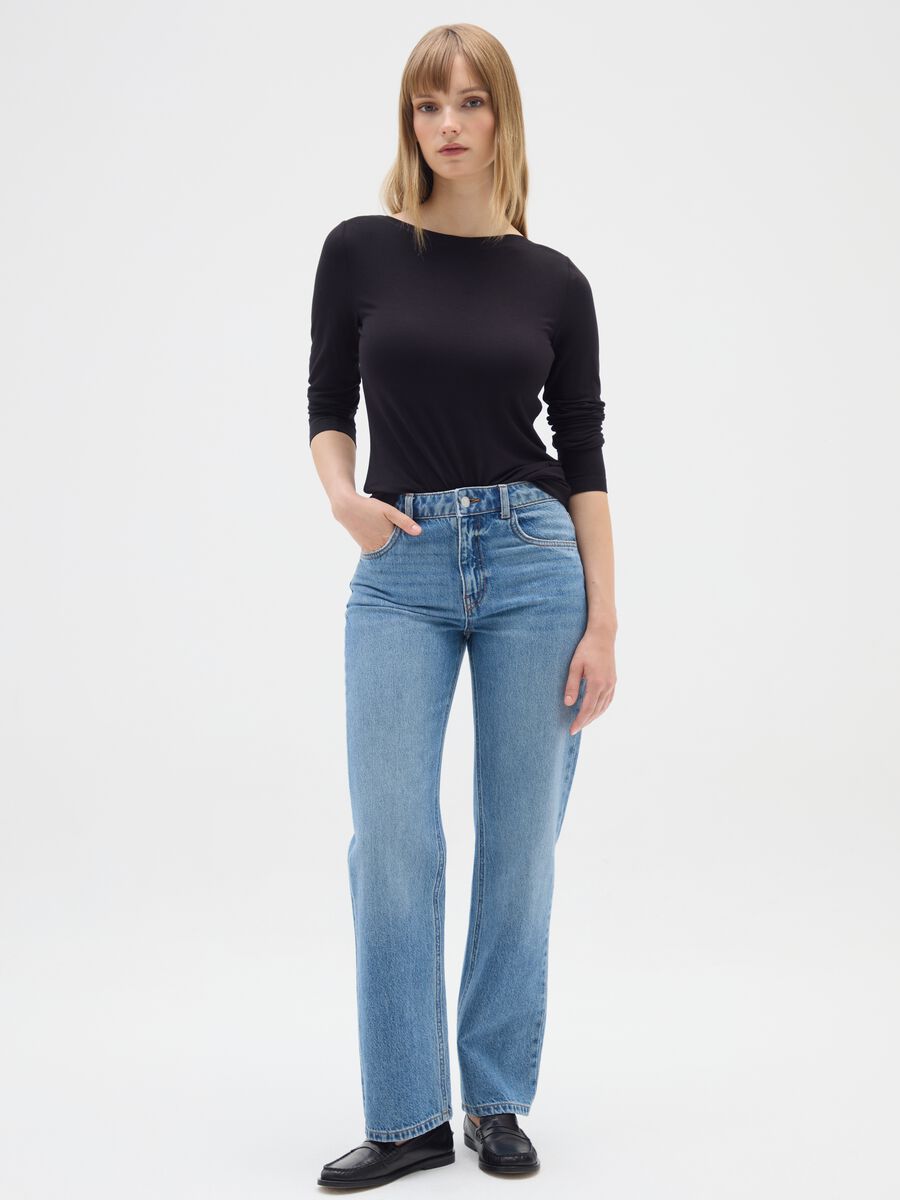 Black Stretch Fabric T-Shirt Regular Fit_1