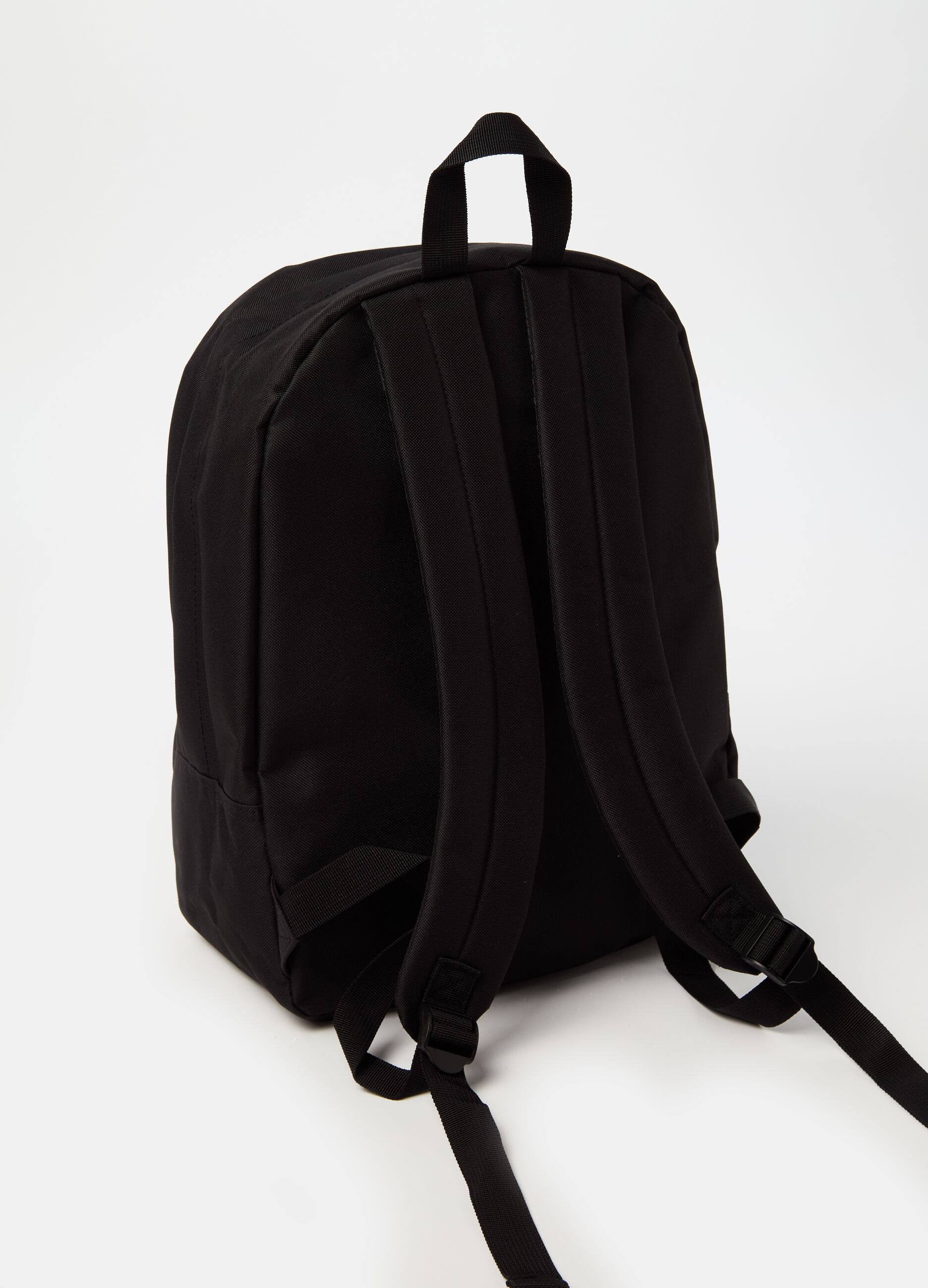 Backpack with external pockets and logo print
