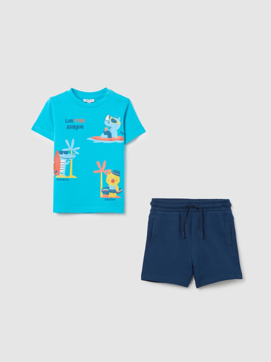 Blue and light blue jogging set for boys in cotton_0
