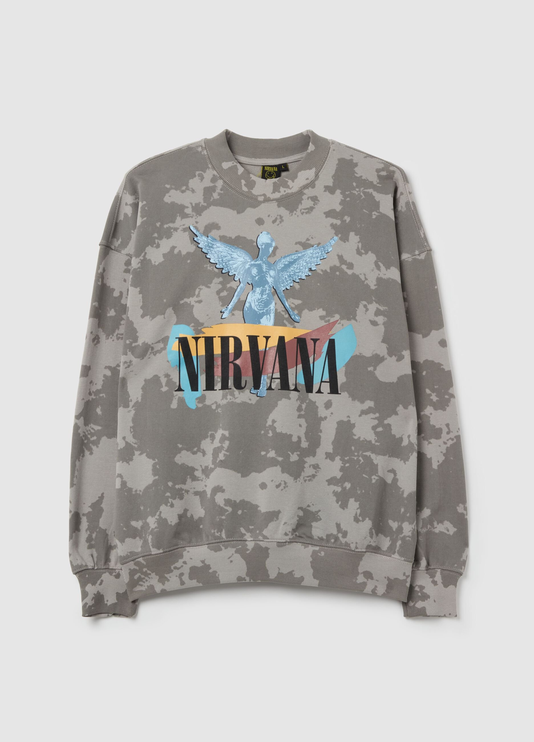 Camouflage sweatshirt with Nirvana print