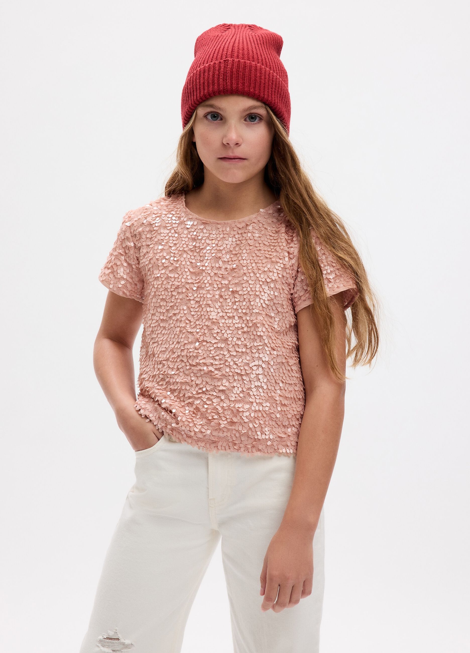 Blusa con paillettes outlet