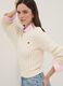 White pure cotton regular fit pullover with cable knit design_0