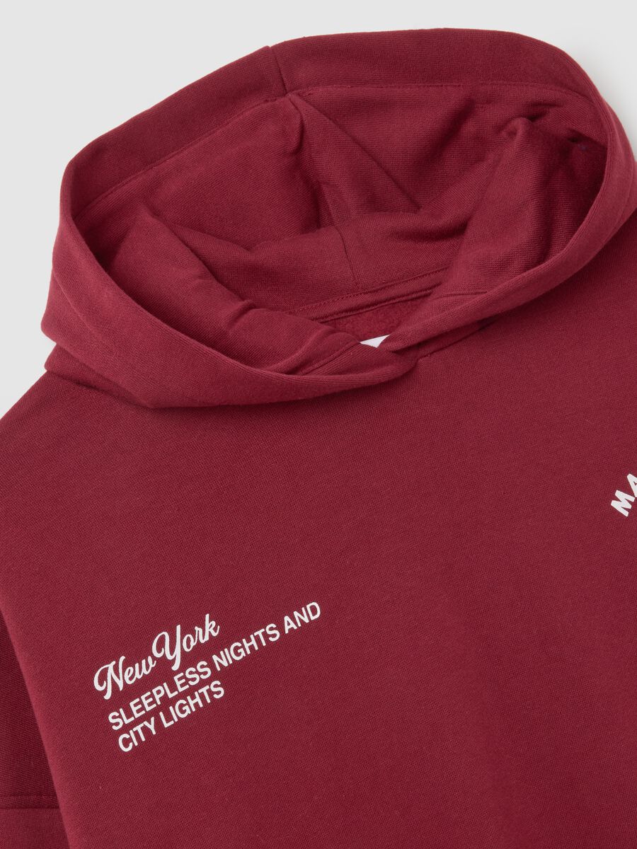 Red cotton blend oversized hoodie_5