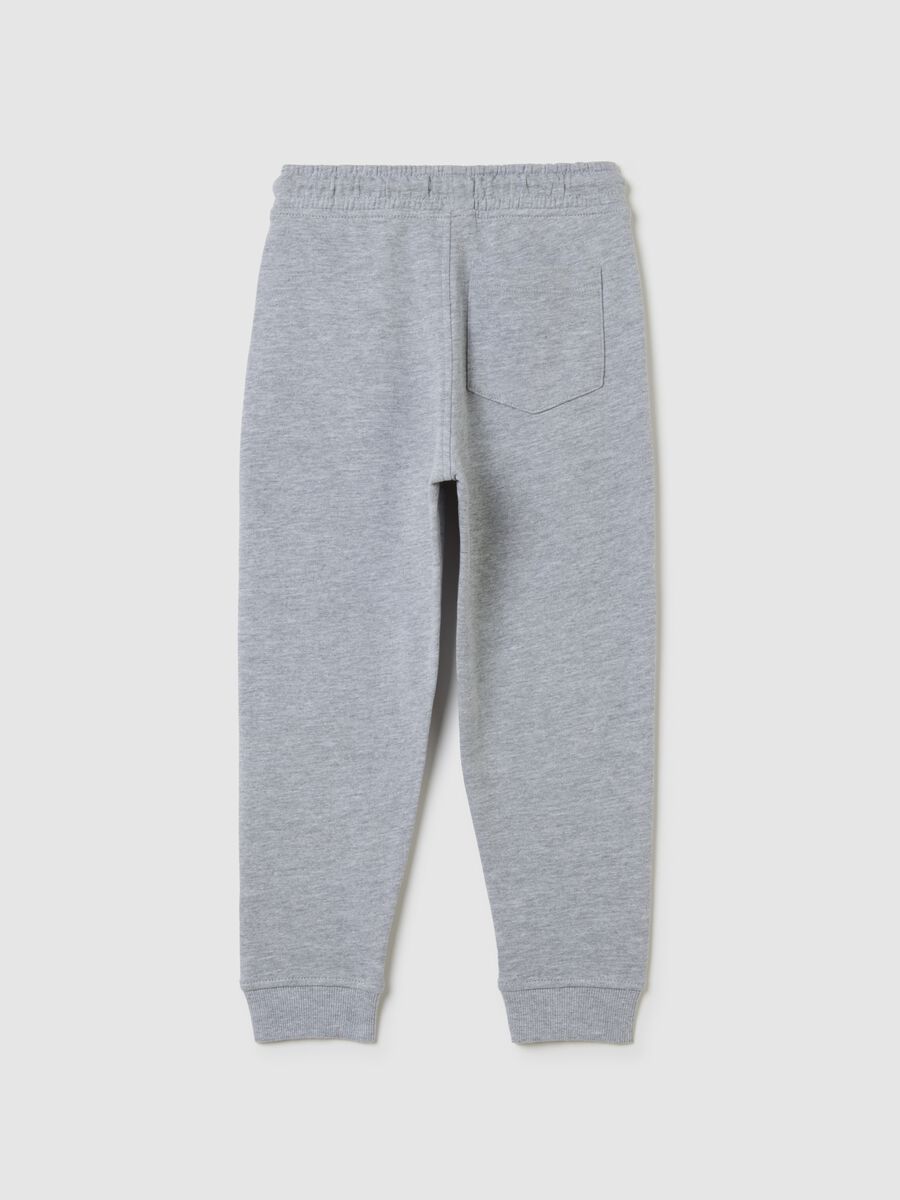 Children's grey regular fit pure cotton trousers with print_1