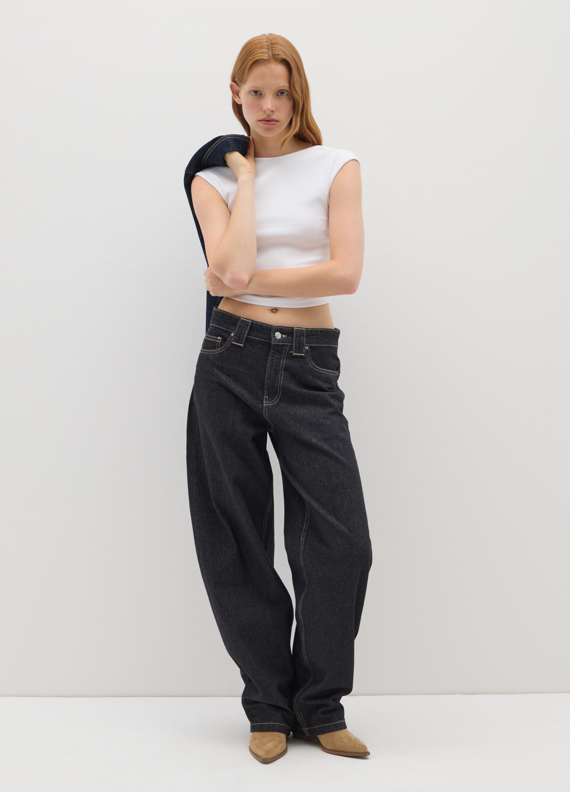 Jeans in puro cotone nero skater