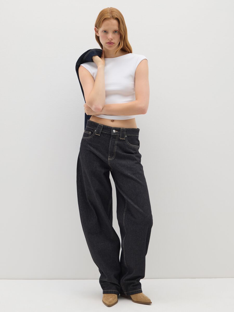 Jeans in puro cotone nero skater_0