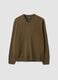 Olive green V-neck regular fit jumper_0