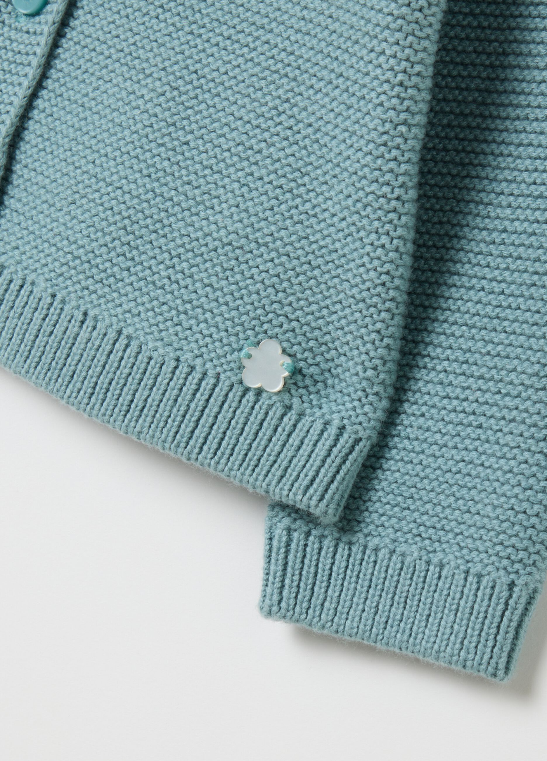 Girl's light blue pure cotton cardigan with ruffles