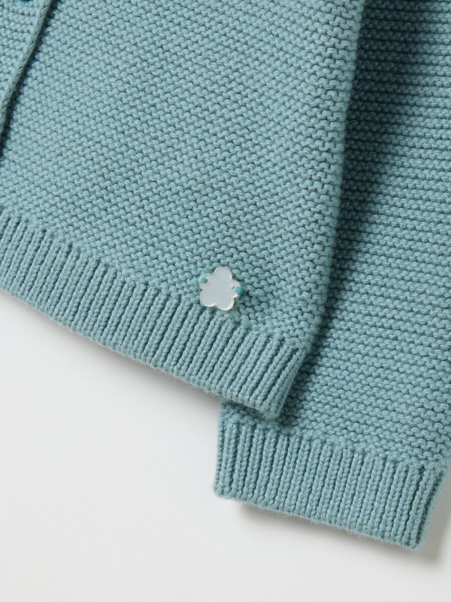 Girl's light blue pure cotton cardigan with ruffles_3