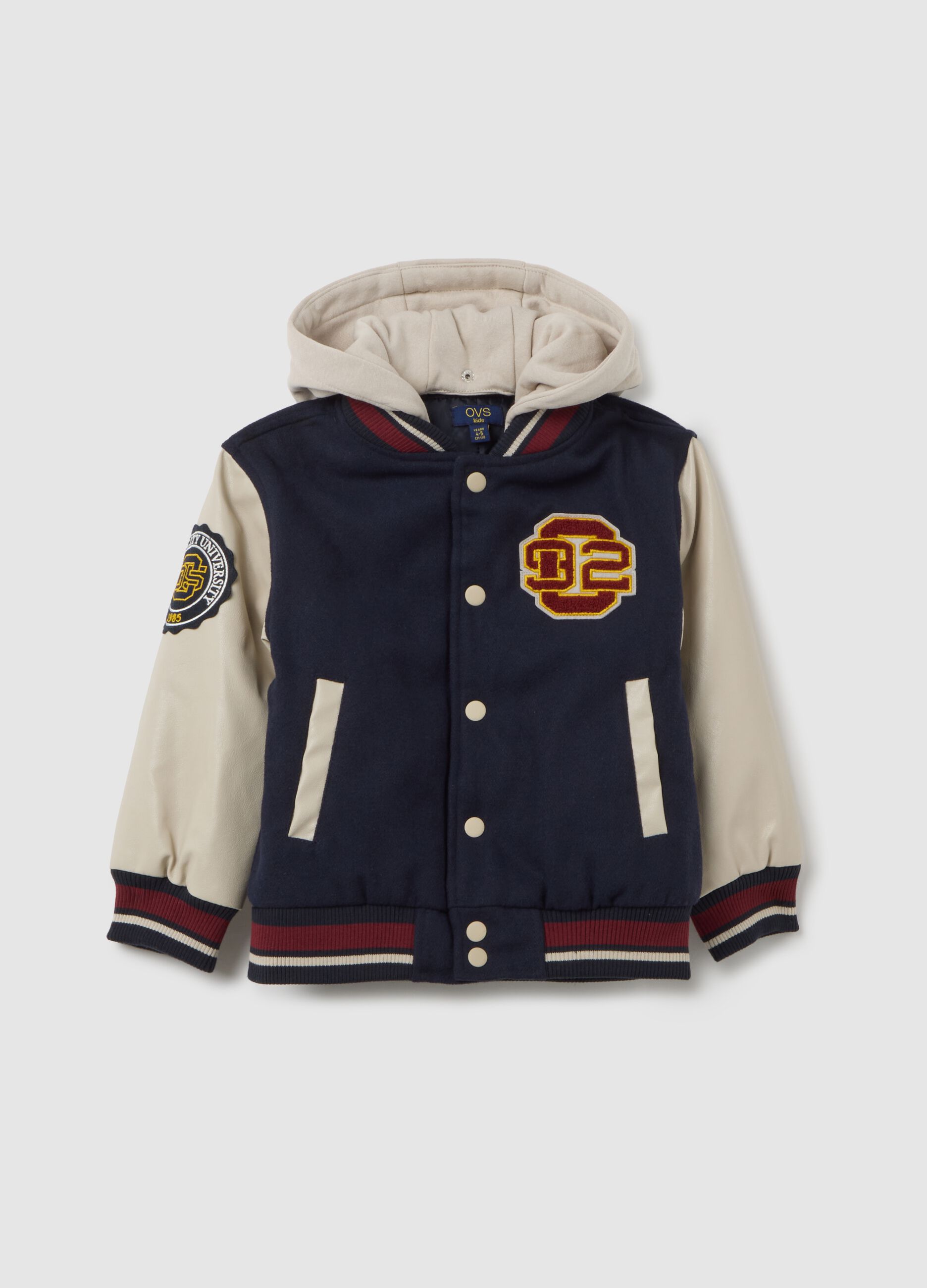 Multicolour kids' jacket with removable hood