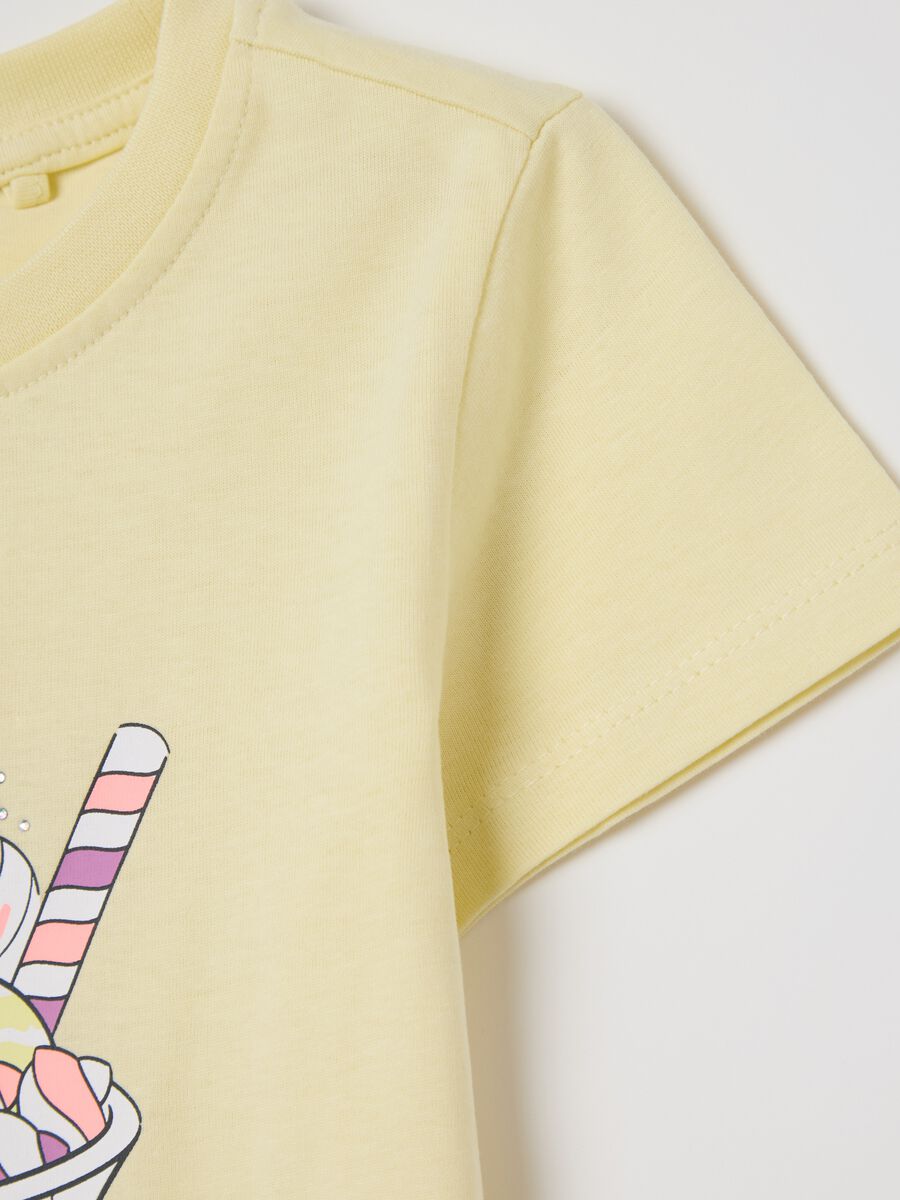 Yellow cotton T-shirt with unicorn print_3