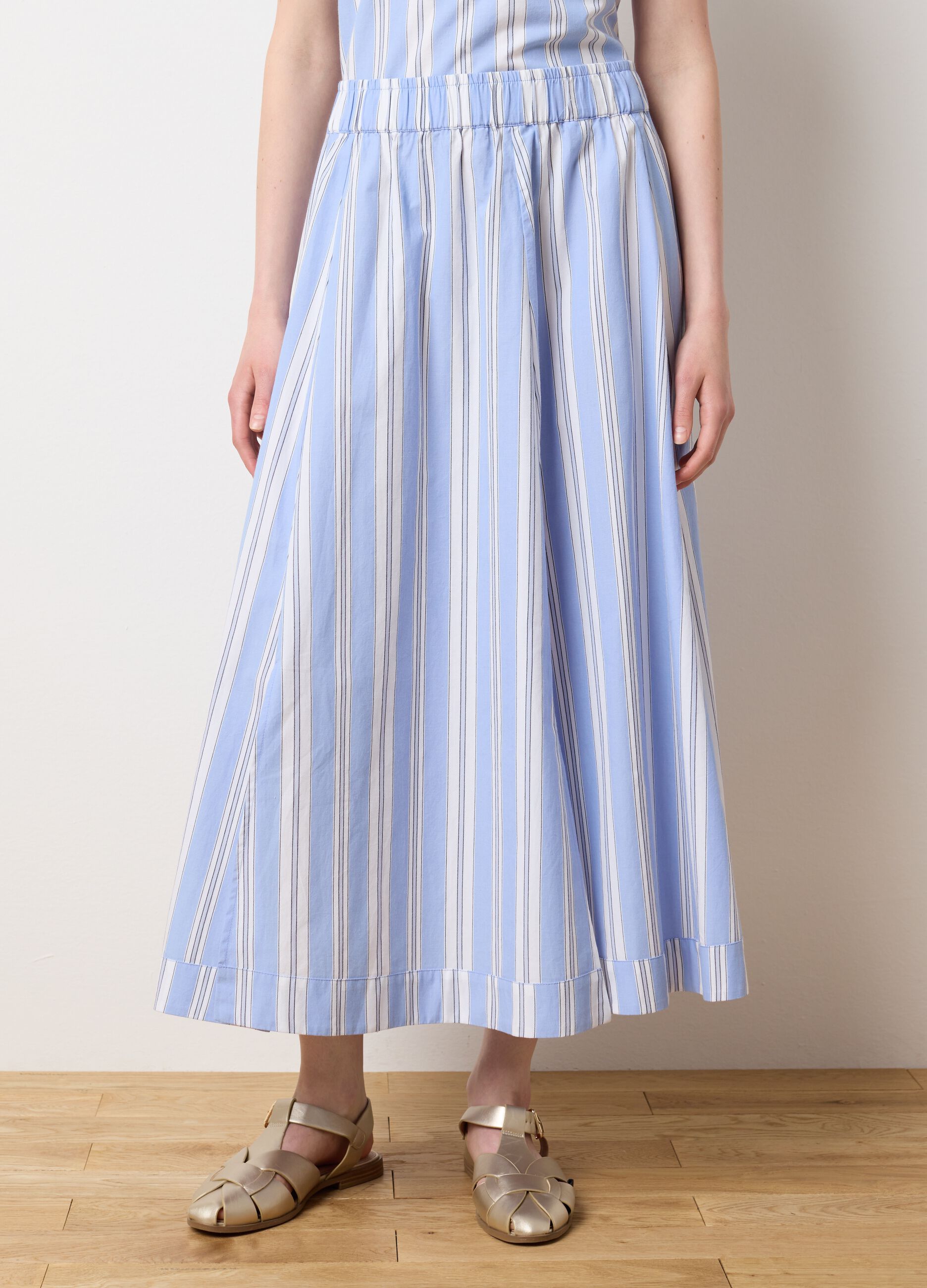 Ladies' midi skirt in pure multicolour cotton