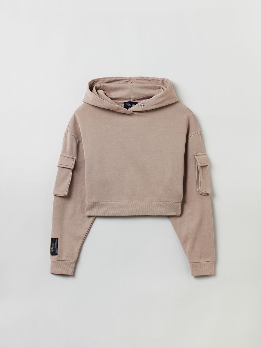 Cropped Cargo Hoodie Sand_5