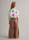 Girls' Brown Pure Cotton Wide Leg Trousers with Bow_1