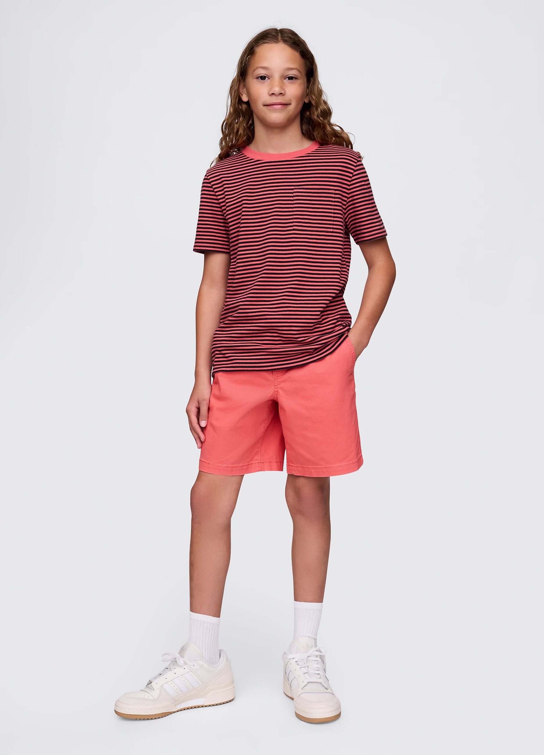 Orange shorts in stretch cotton