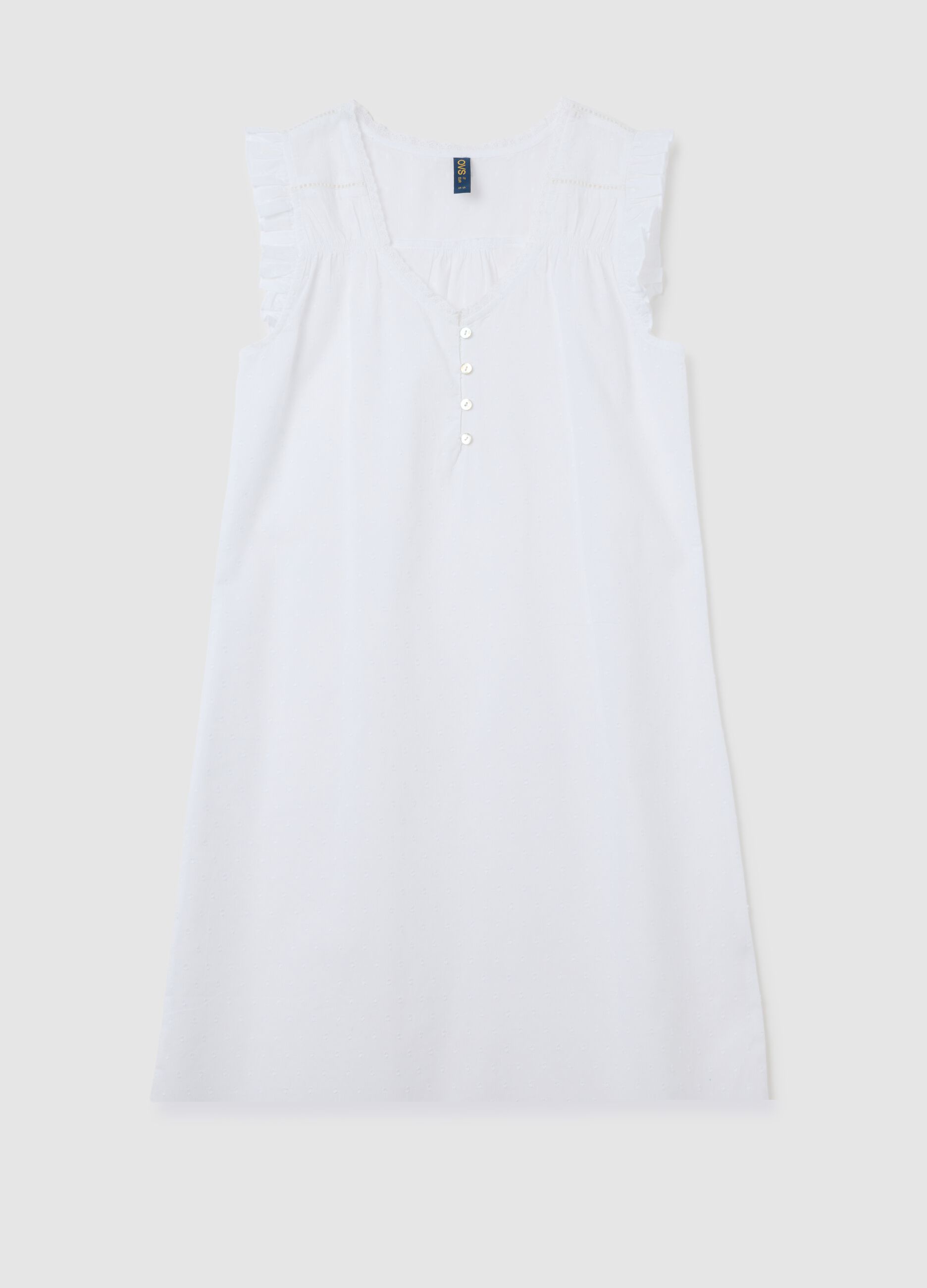 Sleeveless white pure cotton women's dress