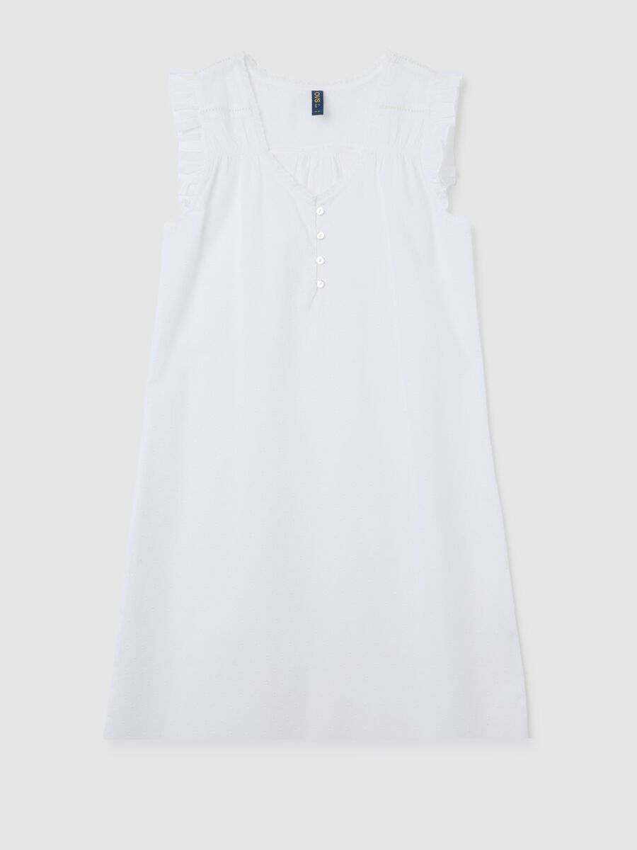 Sleeveless white pure cotton women's dress_4