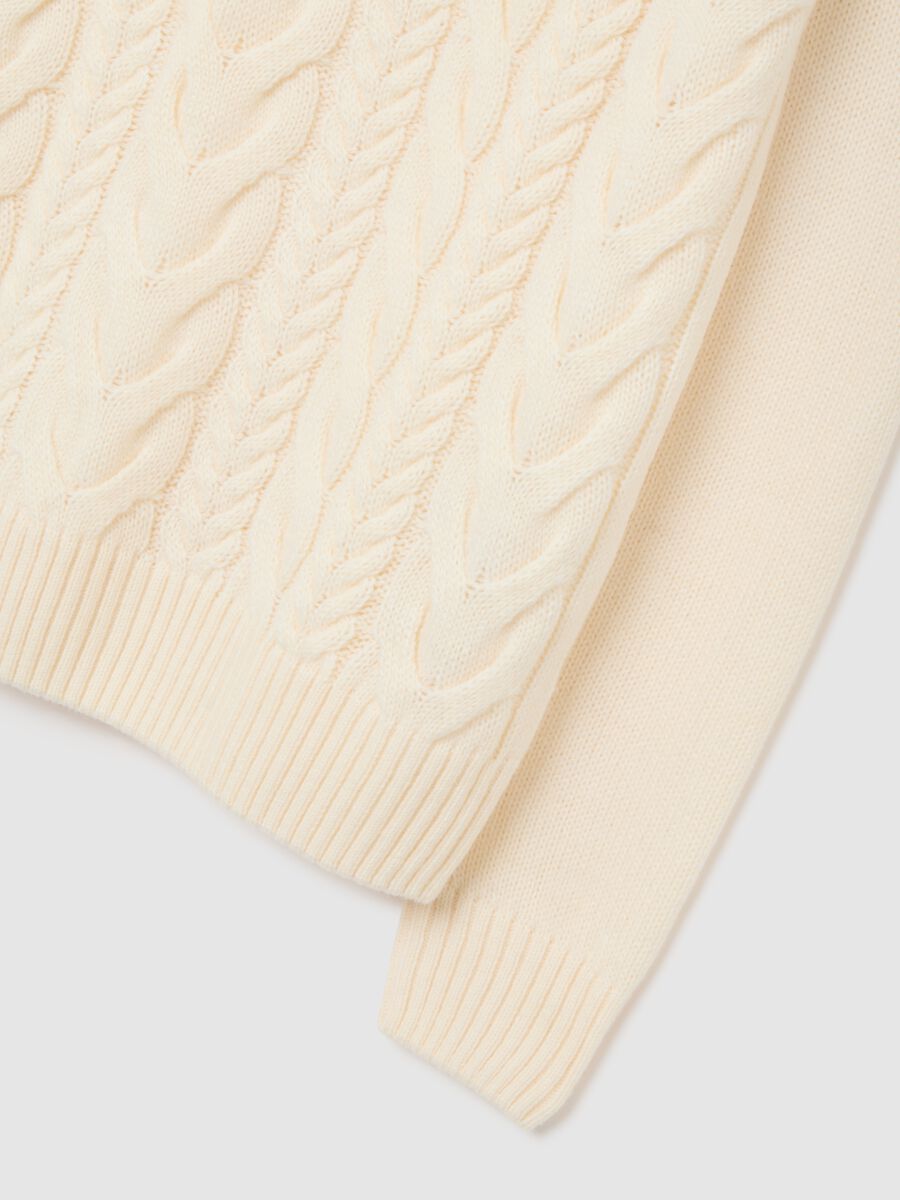 Beige Regular Fit Roll Neck Jumper with Jacquard Pattern_5