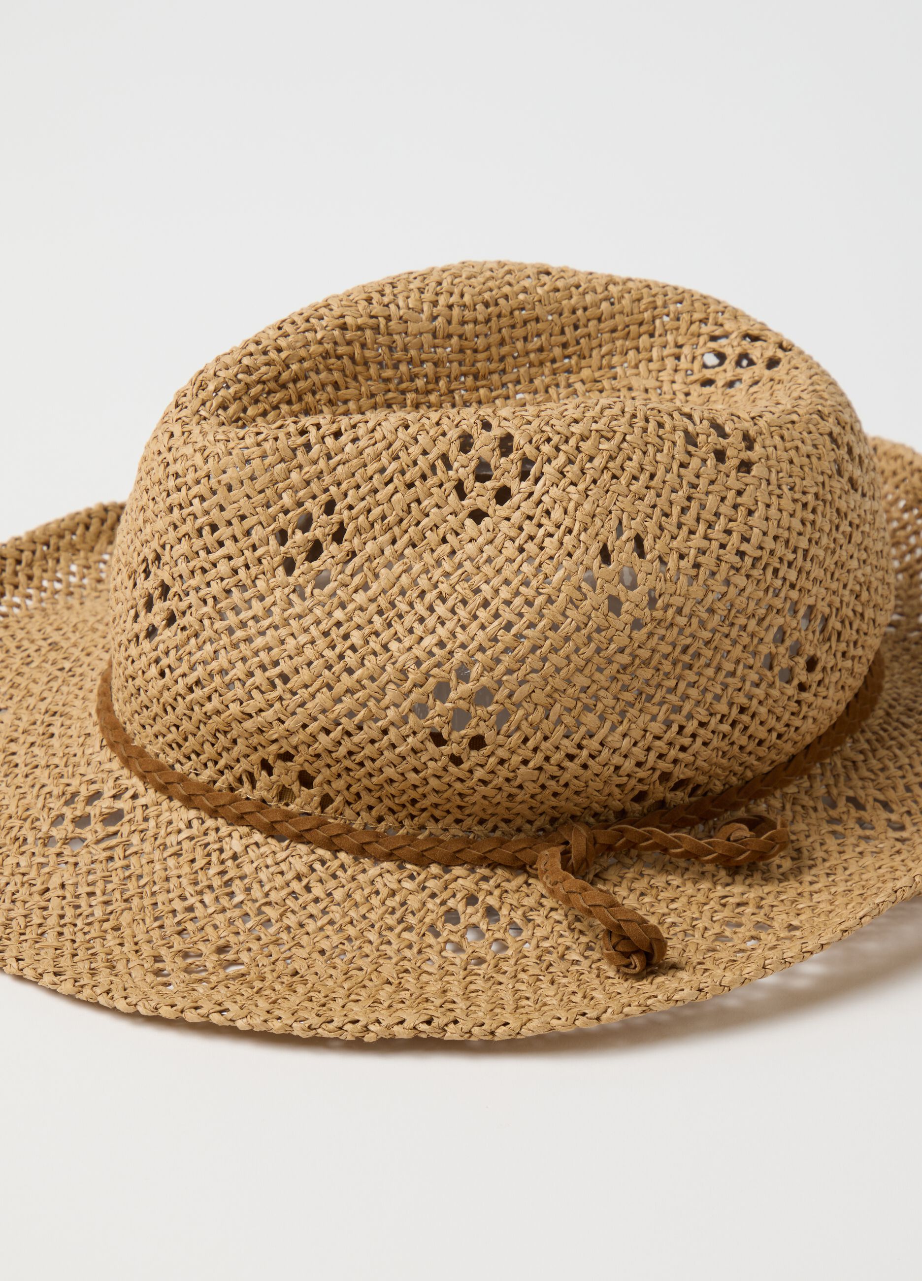 Cappello da donna in puro carta intrecciata beige