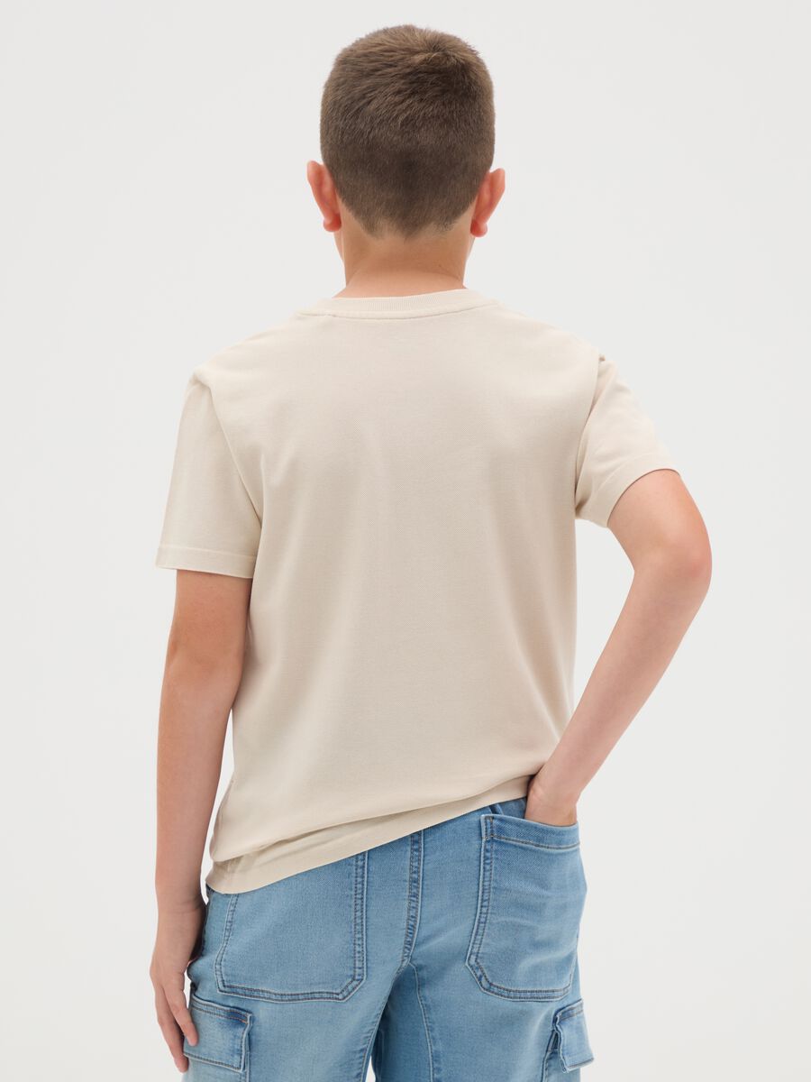 Boys' beige pure cotton T-shirt regular fit_1