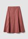 Pink cotton-linen blend skirt with openwork detailing_0