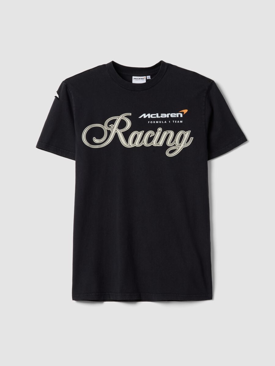 Black pure cotton regular fit t-shirt with McLaren print_4