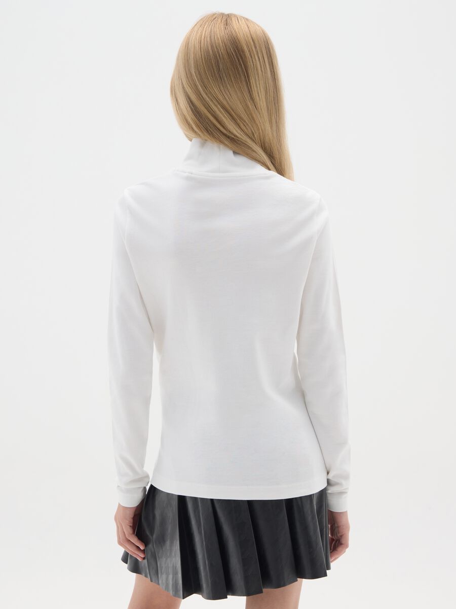 T-shirt da ragazza in puro cotone bianca slim fit_1