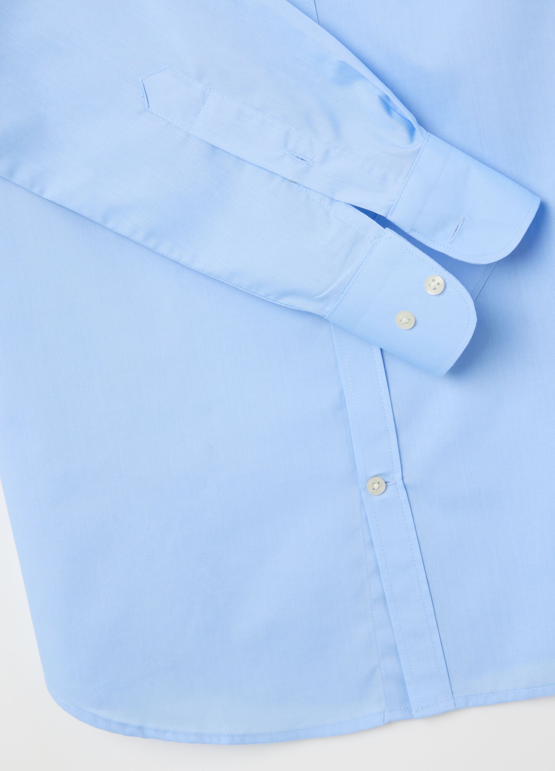 Slim fit light blue cotton blend shirt